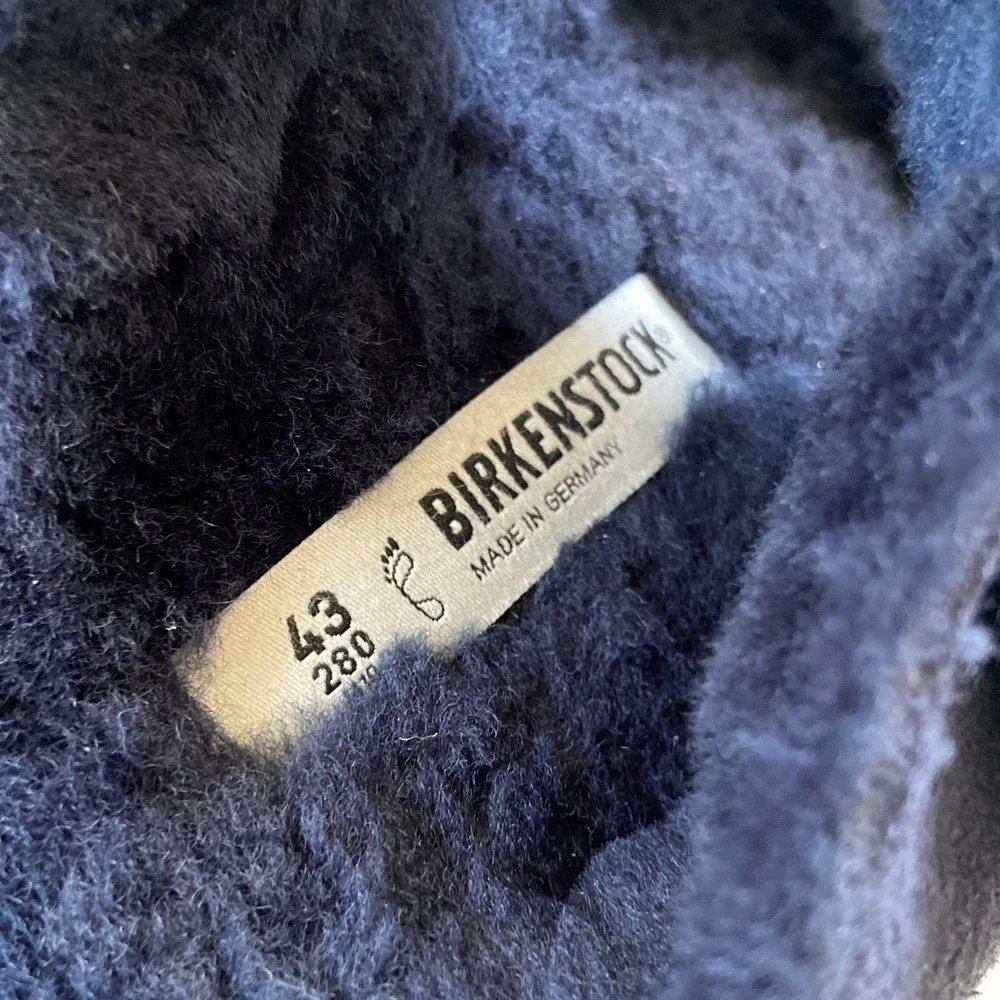 Birkenstock Arizona Shearling Sandals Blue Suede EU 43 US Mens 10 Womens 12 Norm